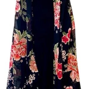 Robbie Bee Black Floral dress overall women's size 12 ,,L107